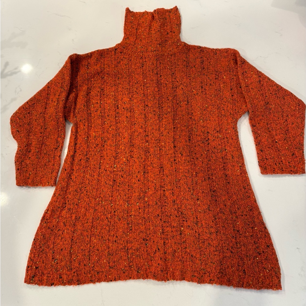 Vintage MIMI MATERNITY of Italy Long Knit Sweater Sz Lg Orange + Autumn Colors